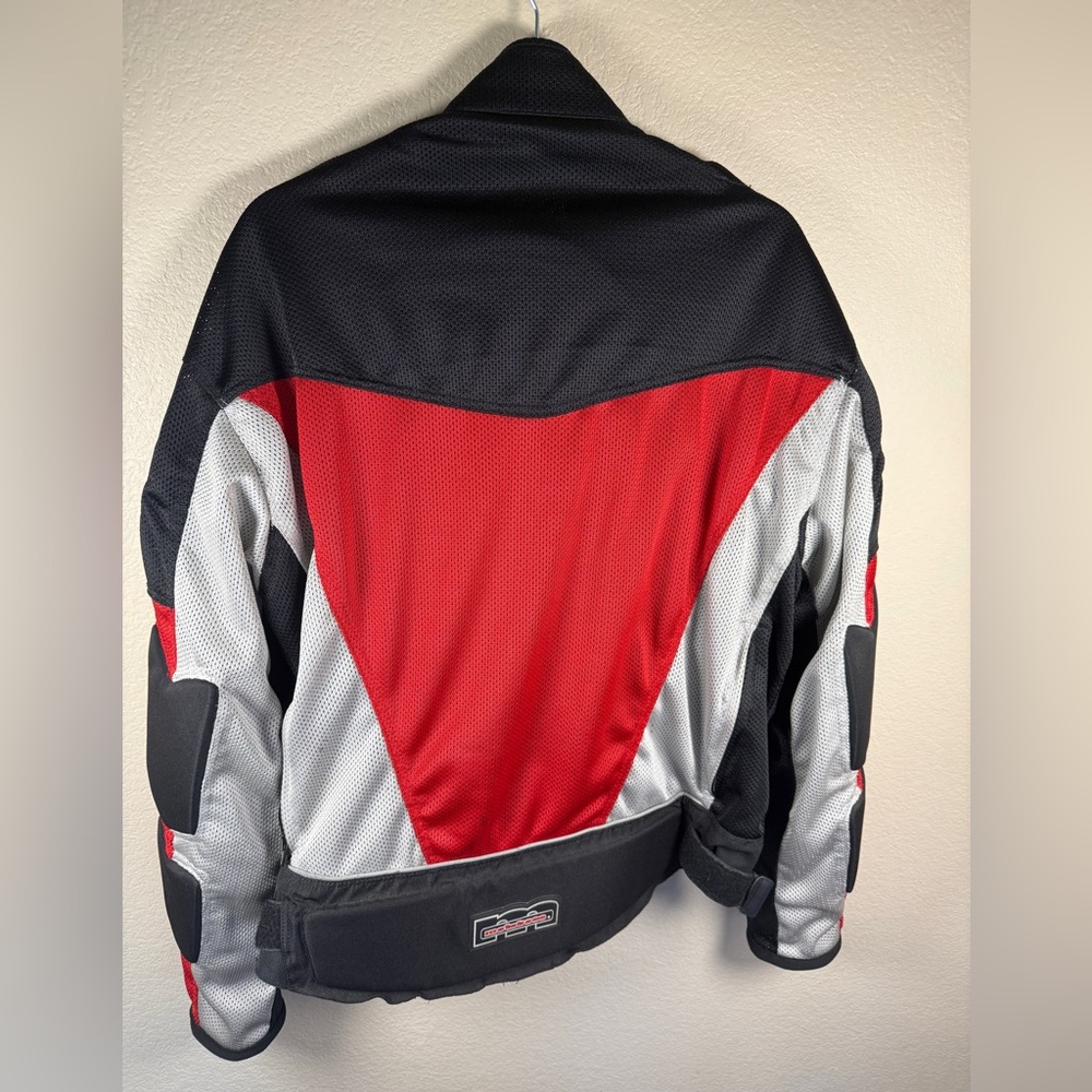 MotoBoss Armored Mesh Motorcycle Jacket Men’s Large Black Red Protective Gear - Picture 8 of 12